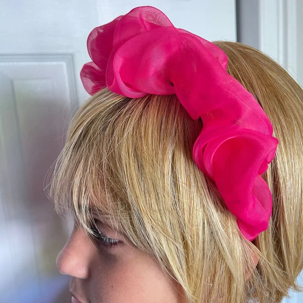 New Headband chiffon Pink hair accessories - Picture 7 of 8